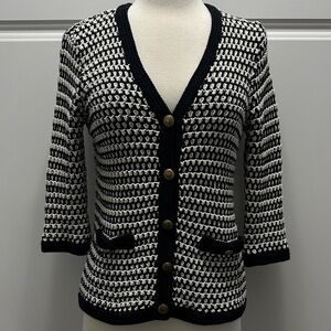 CAbi Black and White Knit Cardigan